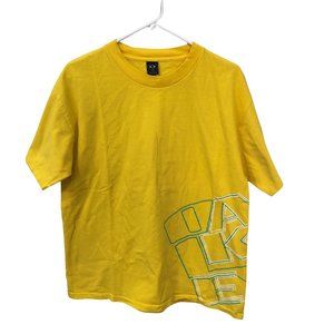 Vintage Oakley Graphic T Shirt Size L Large Spellout Wrap Around‎ Bright Yellow